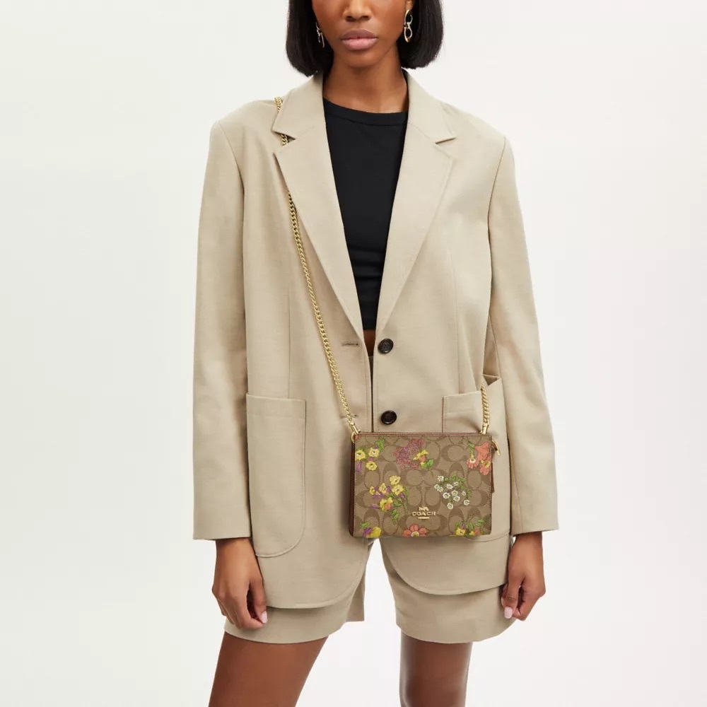 NWT!COACH SLIM CROSSBODY IN SIGNATURE CANVAS WITH FLORAL PRINT (COACH CR240) - Picture 6 of 9